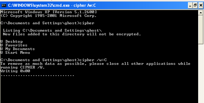 Cipher on Windows XP