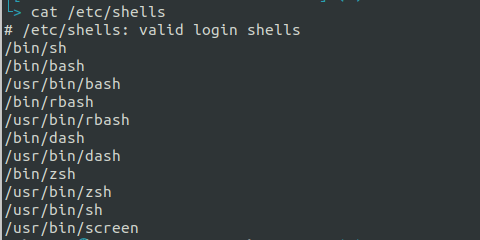 Shells available on my machine Available shells